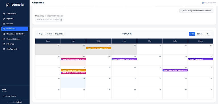 Página de calendario