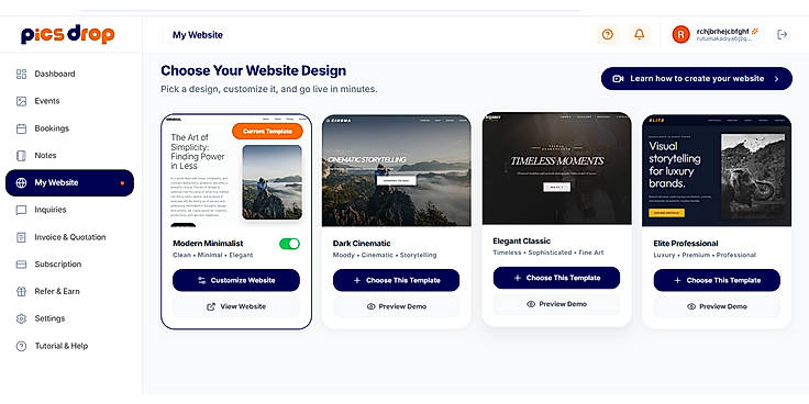 Website Template Dashboard