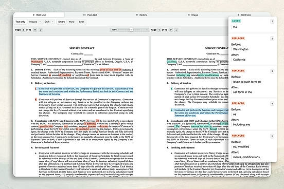 Side by Side DOCX and PDF compare