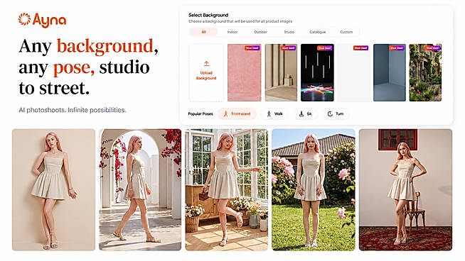500+ backgrounds, 200+ templates, infinite scene combinations to match your brand aesthetic