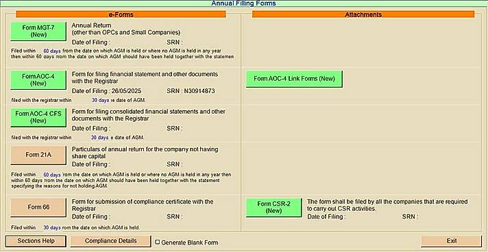 Gen Complaw Software Annual Form Dashboard