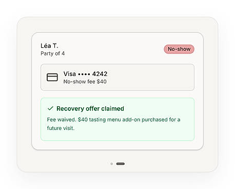 The no-show win-win: waive the fee for an add-on toward a future visit. Keep the guest, not the loss.