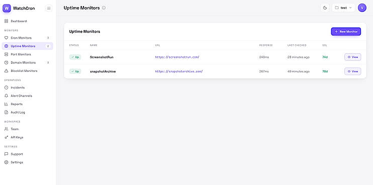 Uptime monitors