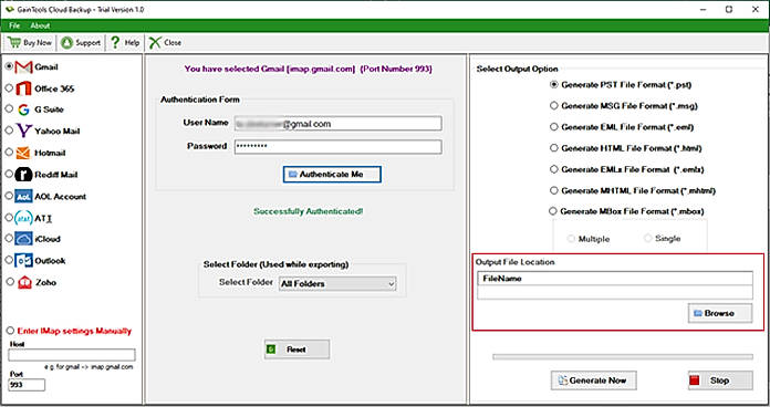 Select destination path