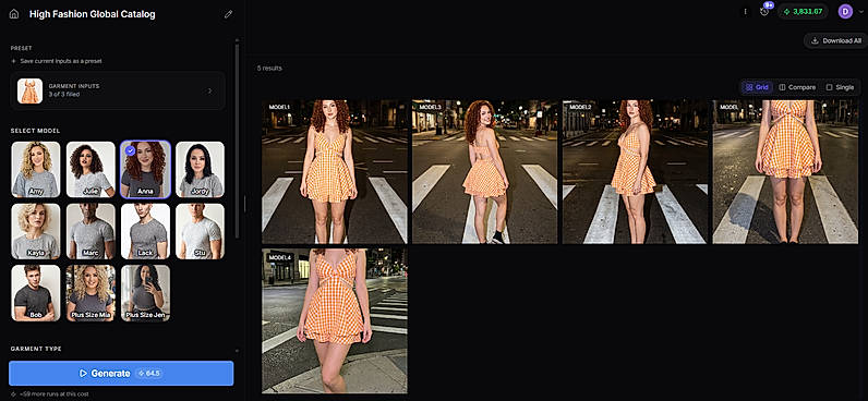 Sample App and output Grid - High Fashion Catalog App (Built on Lamina)