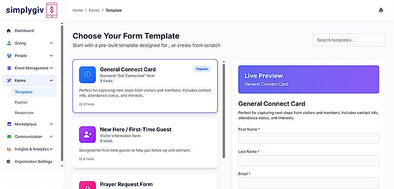 Create powerful online donation forms with SimplyGiv. Collect one-time or recurring gifts, support fundraising campaigns, and manage donations securely across websites, mobile, and events.