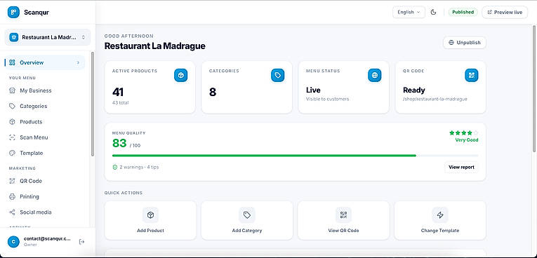 merchant dashboard