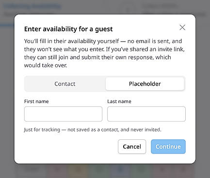 Hosts can enter availability on behalf of a guest