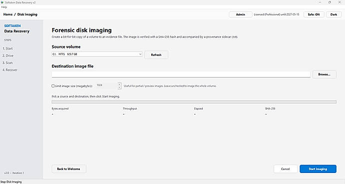 Choose location and start backup