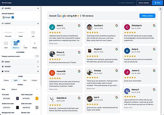 Review widget editor