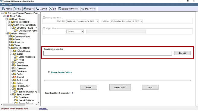output location