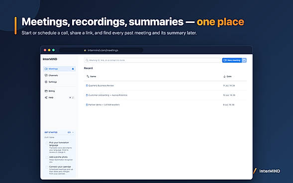 Meetings, recordings, summaries — one place