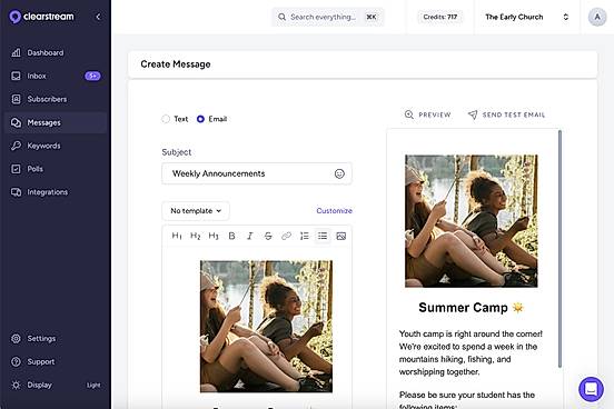 Send a quick email update to your staff or design a beautiful newsletter and customize it with your logo, photos, links, colors, fonts, and more.
