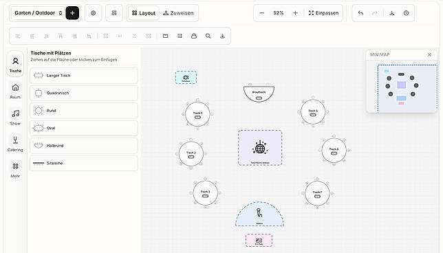 Seating and room planner (German interface)