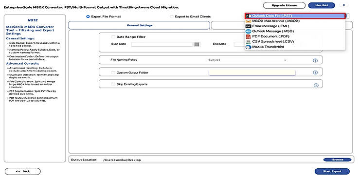 Select Export Format Choose the desired output format accordingly.