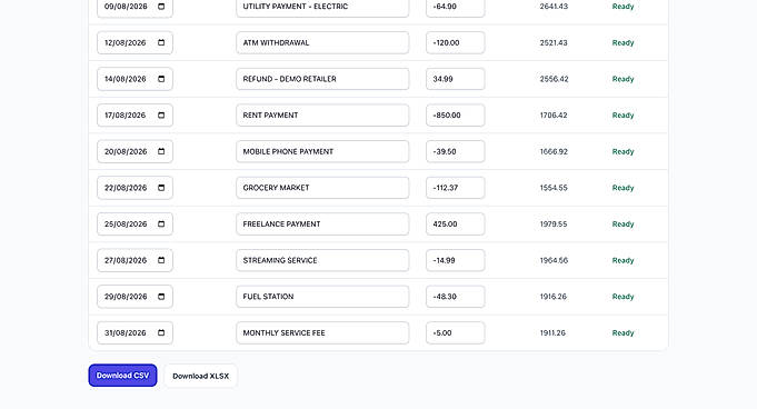 Export to CSV or XLSX
