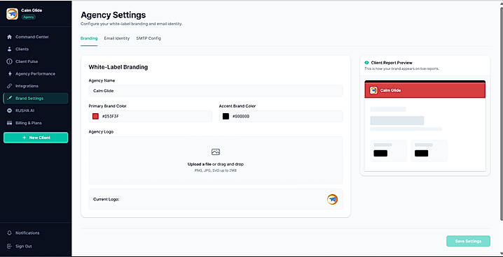 White-label branding settings