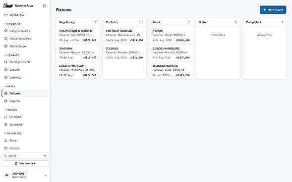 Fixtures / fixture workflow screen