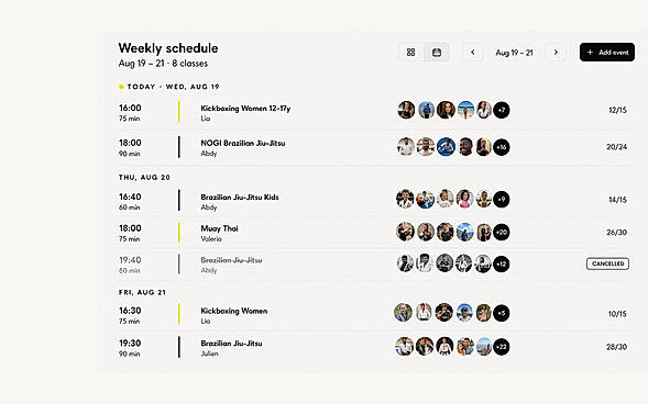Class schedule
