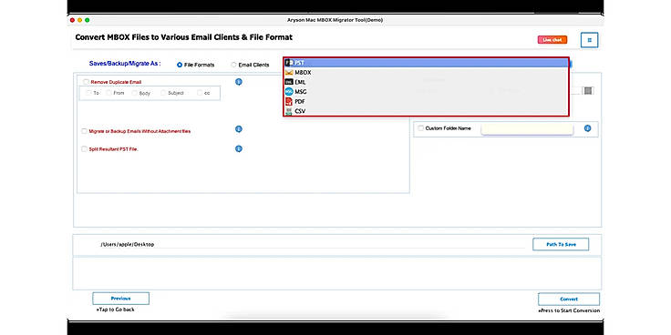 Choose PST or any other saving option from the drop-down list given.