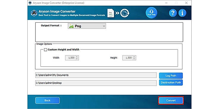 Click Convert to start the Image file conversion process.