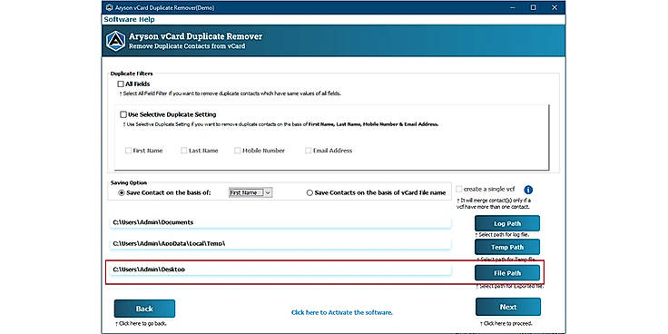 Go to the Destination Path to set the location to save the resultant file.