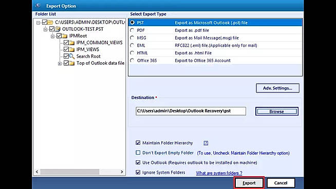 PST File Exported