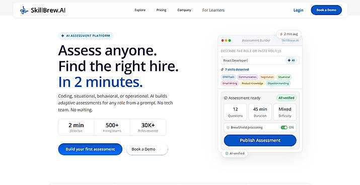 Create role-specific technical assessments by simply adding a job description. The platform generates customized tests instead of relying on fixed question banks.