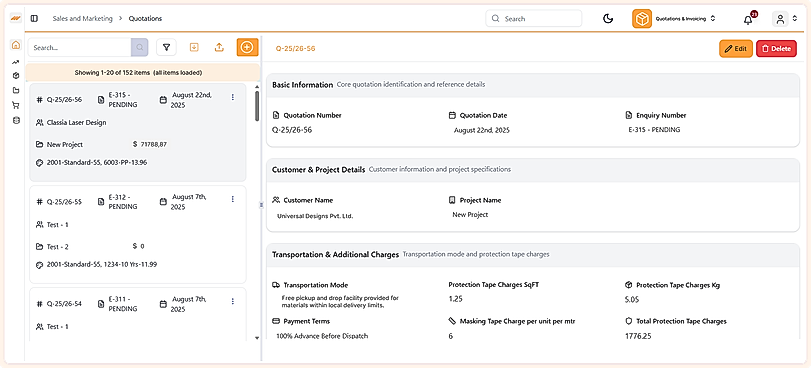 Custom Quotation and Invoicing Dashboard