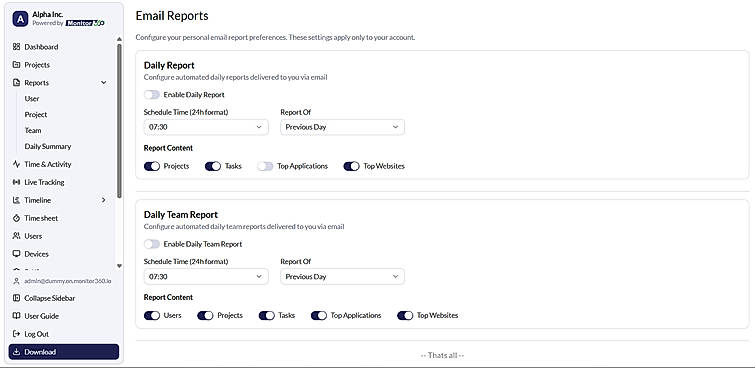 Automated Email reports