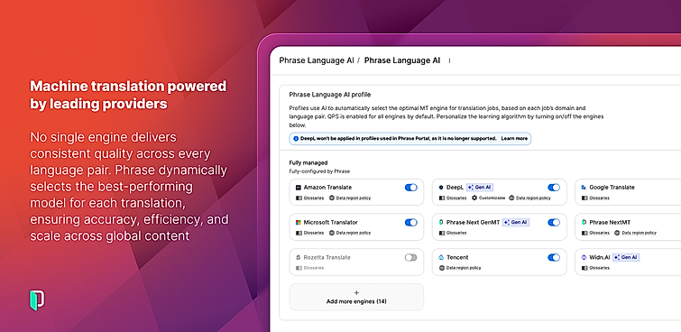 Machine translation powered by leading providers