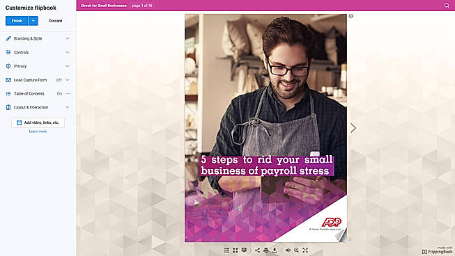 FlippingBook Online interface