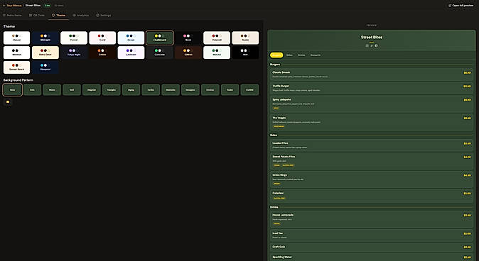 20+ Themes with Live Preview