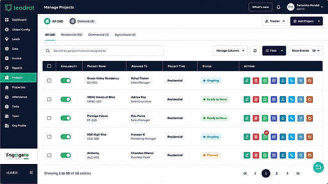 Leadrat CRM Dashboard Property Management Dashboard