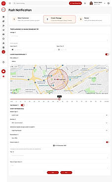 Send targeted push notifications with rewards, scheduling, and location zones.