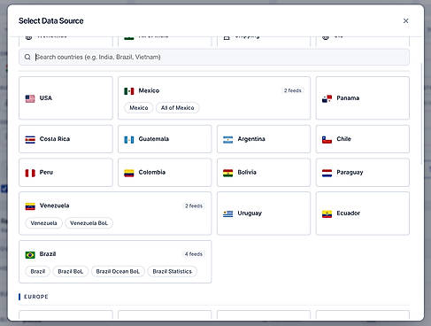 Select wide range of data sources across the world.