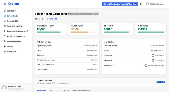 Server health monitoring
