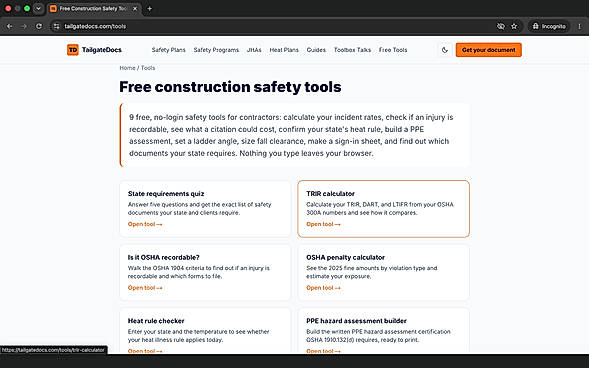Free construction safety tools