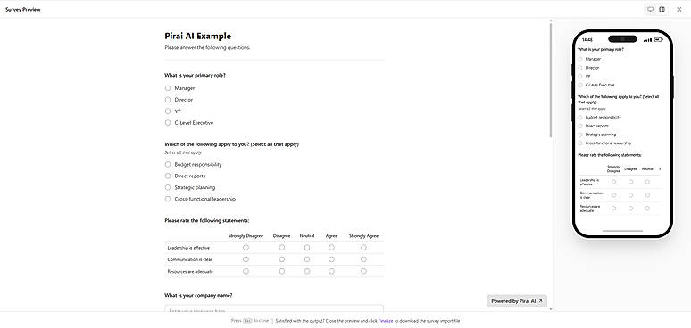 Preview the Survey