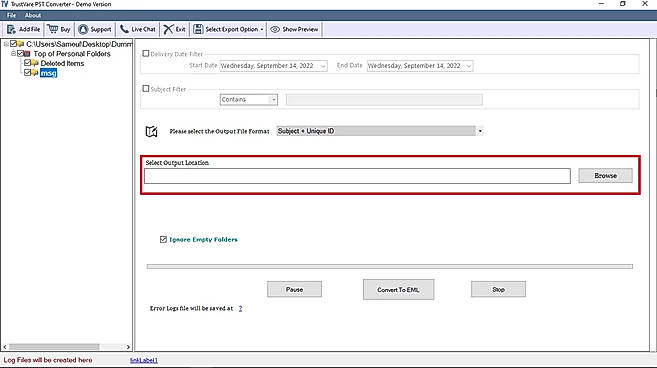 output location