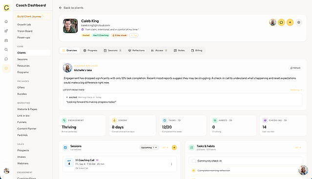 Client management for coaches