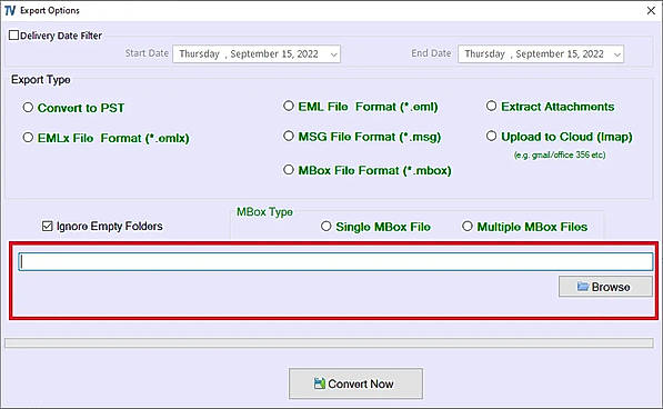 select output location and convert
