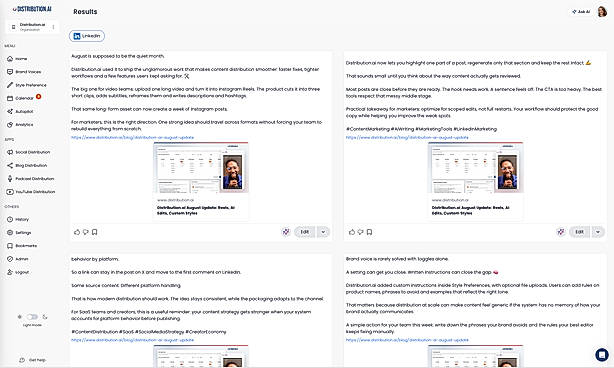 Distribution.ai's Blog Distribution results for LinkedIn