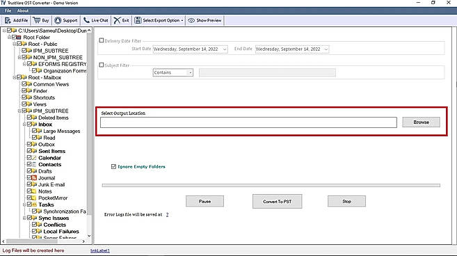 output location