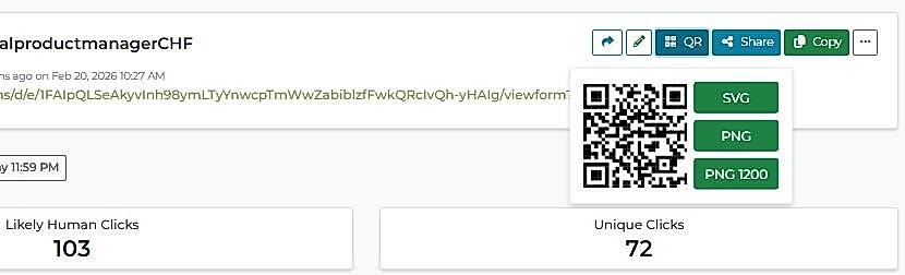 QR code generation for any short link