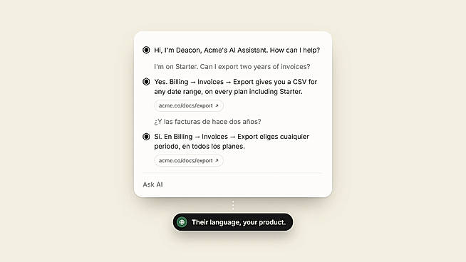 Replies in each customer's language