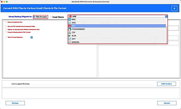 choose a saving format from the list, say PDF