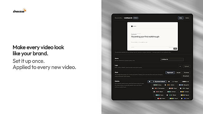 Set up your brand once and it's applied to every new video. Every demo looks consistent and clearly comes from your team.