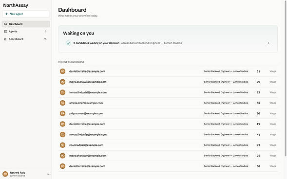 Recruiter dashboard — what needs your decision today
