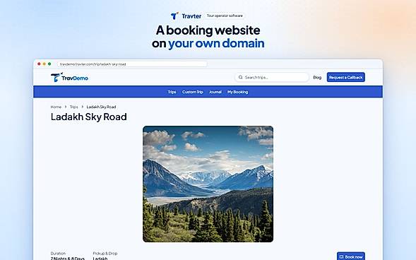 Storefront trip page with booking button